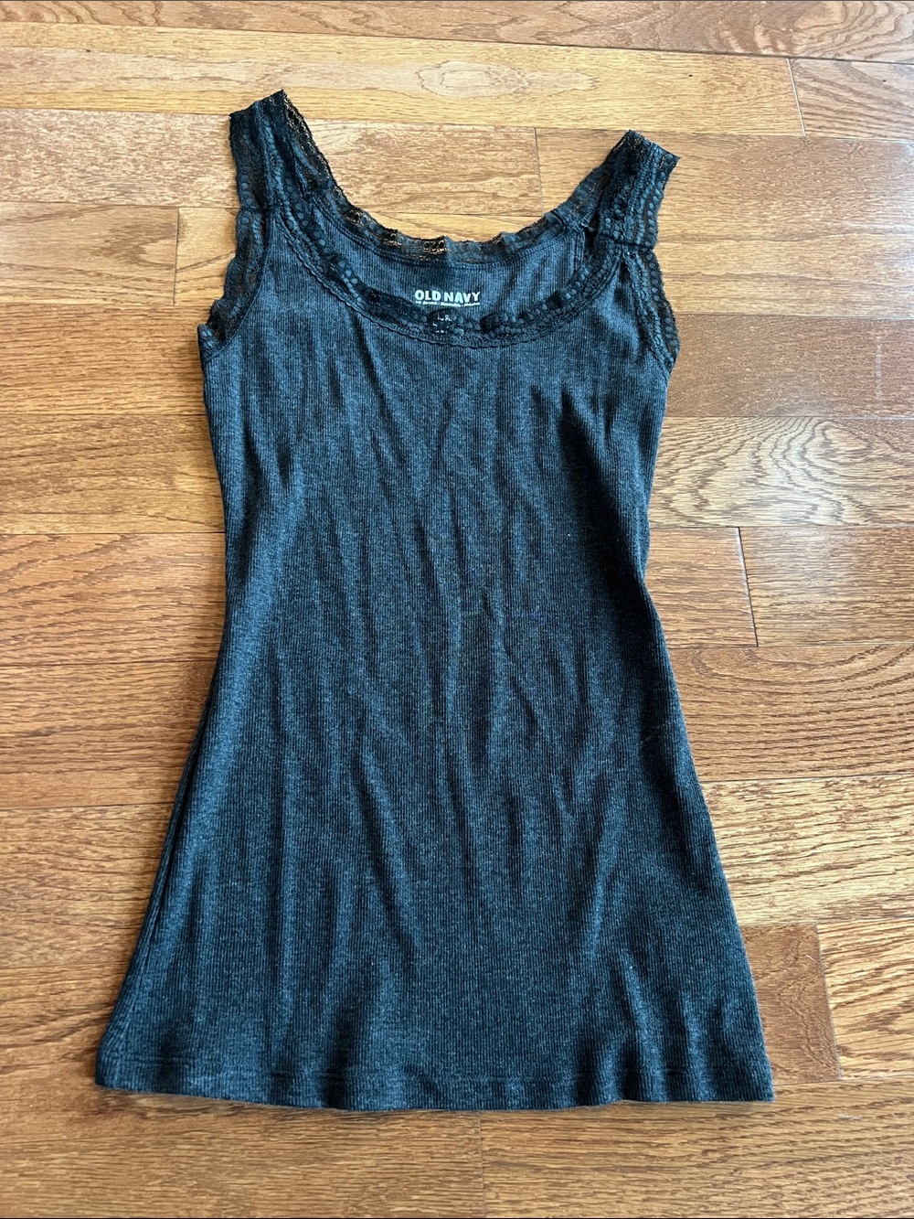 Old Navy Black charcoal Lace-Trim Scoop Neck Tank